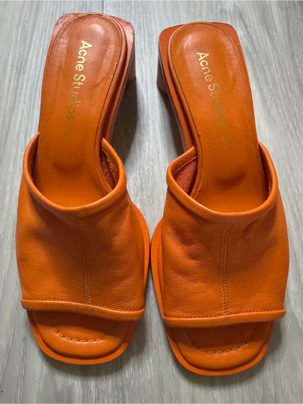 ACNE STUDIOS | Women's Orange Leather Block Heel | Made in Italy | EU 36